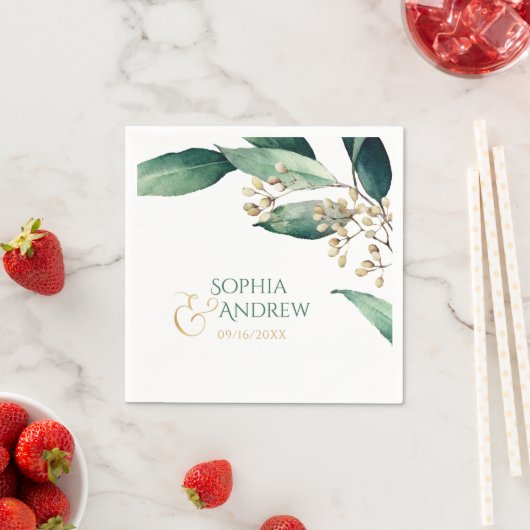 Matig geverfde botanische bruine bruiloft servet (Insitu)