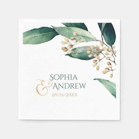 Matig geverfde botanische bruine bruiloft servet (Voorkant)