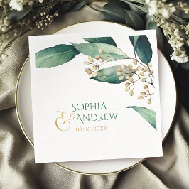 Matig geverfde botanische bruine bruiloft servet