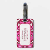 Matig gewaagd rood roze meisje-ikat tribaal patroo bagagelabel (Achterkant verticaal)