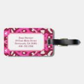 Matig gewaagd rood roze meisje-ikat tribaal patroo bagagelabel (Achterkant horizontaal)