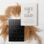 Matig gewaagd, trouwe trouwcrème zwarte elegant save the date<br><div class="desc">Een moderne,  vette bruiloft met typografie,  bespaart de date card. Met moderne,  elegante typografie en modern kunstdeco geïnspireerd backerdesign. De kleuren kunnen worden aangepast.</div>