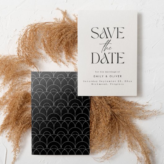 Matig gewaagd, trouwe trouwcrème zwarte elegant save the date