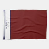Matig gezinsmonogram Maroon Red Theedoek (Horizontaal)