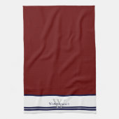 Matig gezinsmonogram Maroon Red Theedoek (Verticaal)