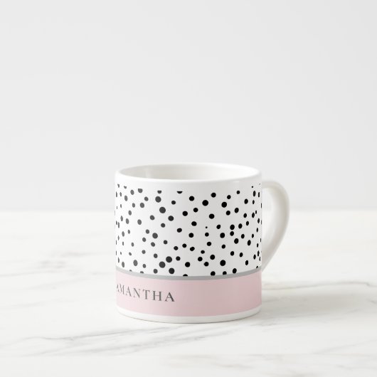 Matig gierpastroze met persoonlijke naam espresso kop (Voorkant rechts)