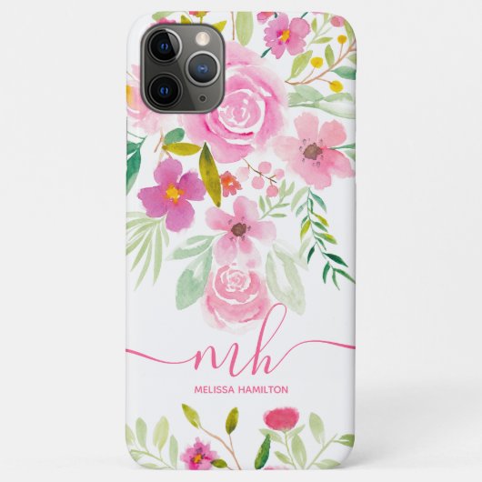 Matig girale roze groene waterverf monogram Case-Mate iPhone case (Achterkant)