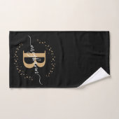 Matig Girly Black Gold Name Script Monogramed Bad Handdoek (Handdoek)