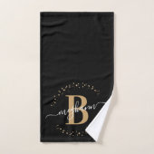 Matig Girly Black Gold Name Script Monogramed Handdoek (Handdoek)