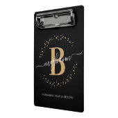 Matig Girly Black Gold Name Script Monogramed Mini Klembord (Angled2)