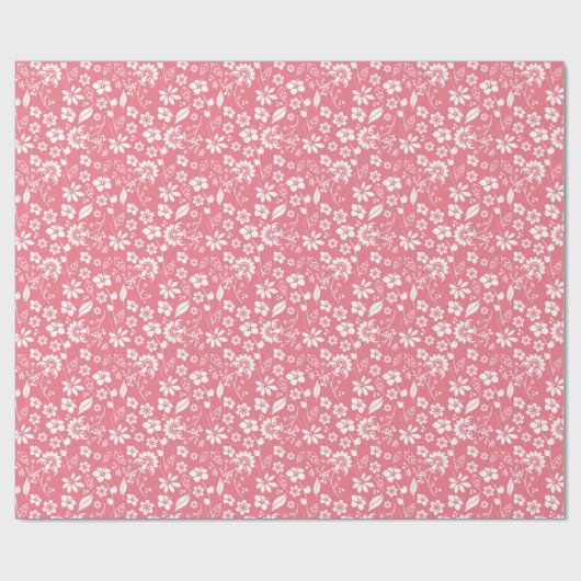 Matig Girly Blush Pink Spring Flower Pattern Cadeaupapier (Vlak)