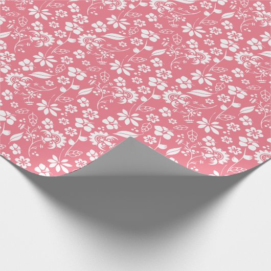 Matig Girly Blush Pink Spring Flower Pattern Cadeaupapier (Hoek)