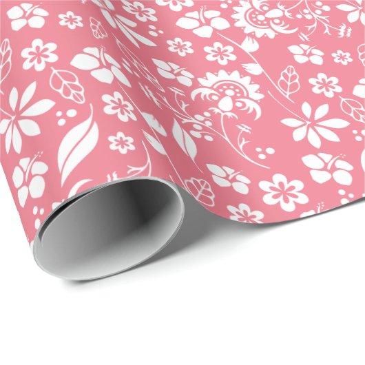 Matig Girly Blush Pink Spring Flower Pattern Cadeaupapier (Rol Hoek)