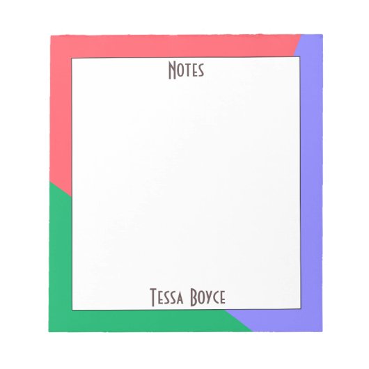 Matig Girly Coral Pink Blue Green Monogramed Notitieblok (Voorkant)