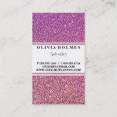 Matig Girly Faux PinkPurple Glitter Event Planner Visitekaartje (Achterkant)