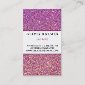 Matig Girly Faux PinkPurple Glitter Event Planner Visitekaartje (Achterkant)