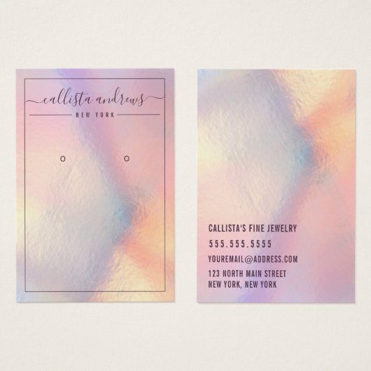Matig 'Girly Peach' Iridescent Earring Display Kaa Visitekaartje (Voorkant /achterkant)