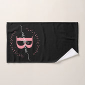 Matig Girly Pink Black Name Script Monogramed Handdoek (Handdoek)