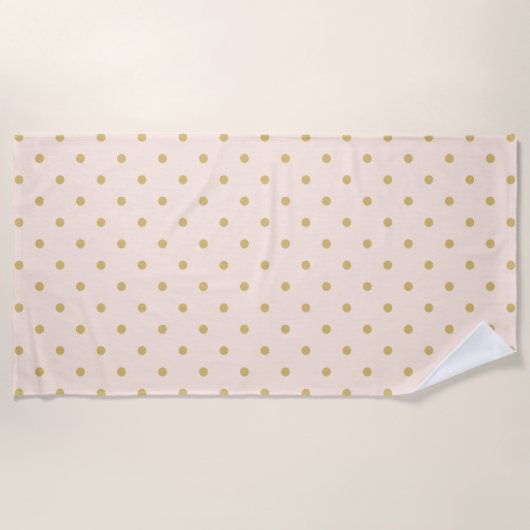Matig Girly Pink en Gold Polka Dots Pattern Strandlaken (Voorkant)