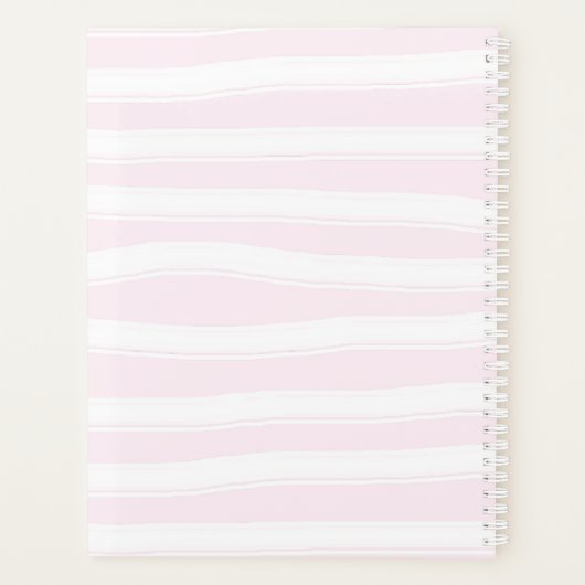 Matig Girly Pink Stripes Monogram Initiaal Planner (Achterkant)
