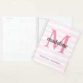 Matig Girly Pink Stripes Monogram Initiaal Planner (Display)