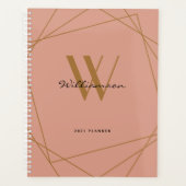 Matig Girly Roos Gold Monogram Script Name 2022 Planner (Voorkant)