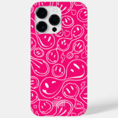 Matig glimlachend gezichtspatroon roze stijlvol Case-Mate iPhone case (Achterkant)