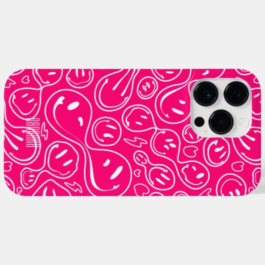 Matig glimlachend gezichtspatroon roze stijlvol Case-Mate iPhone case (Achterkant (horizontaal))
