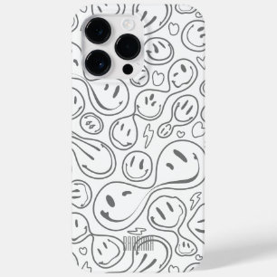 Matig glimlachend gezichtspatroon Stijlvol wit Case-Mate iPhone 14 Pro Max Hoesje