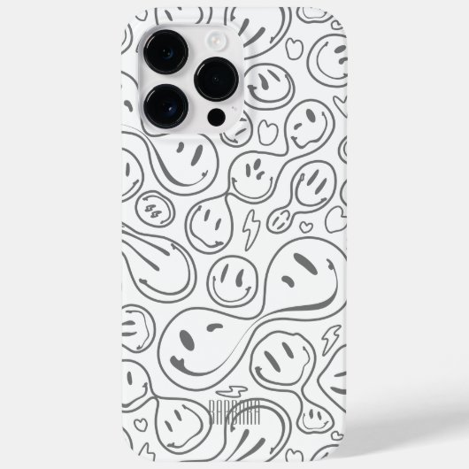 Matig glimlachend gezichtspatroon Stijlvol wit Case-Mate iPhone Case (Achterkant)