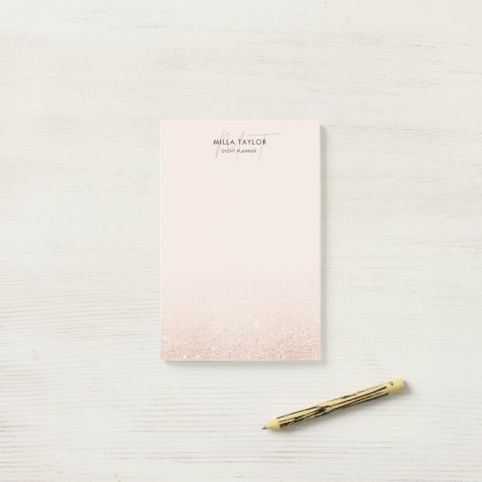 Matig Glitter Blush Roze Monogram Feminine Logo Post-it® Notes (Op bureau)
