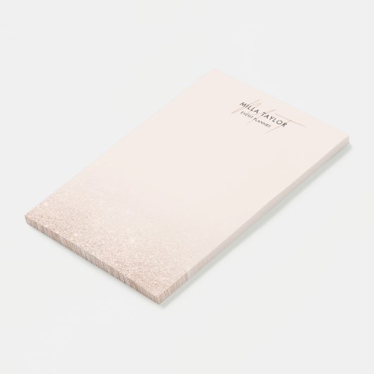 Matig Glitter Blush Roze Monogram Feminine Logo Post-it® Notes (Schuin)