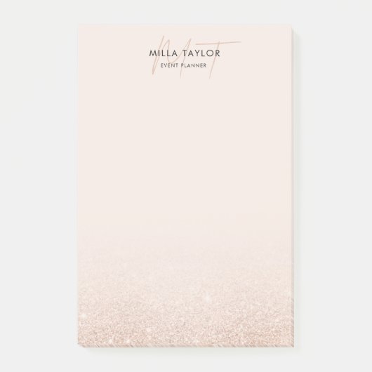 Matig Glitter Blush Roze Monogram Feminine Logo Post-it® Notes (Voorkant)