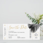 Matig Gold Black Palm-instapkaart Save The Date (Staand voorkant)
