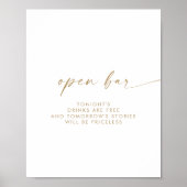 Matig Gold Script Open Bar-teken Poster (Voorkant)
