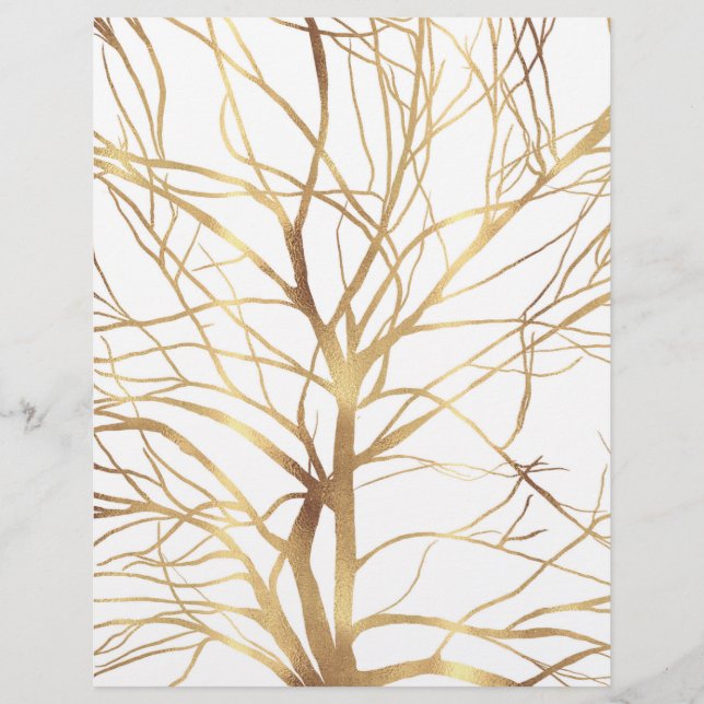 Matig Gold Tree Silhouette Minimaal wit ontwerp Briefhoofd (Voorkant)