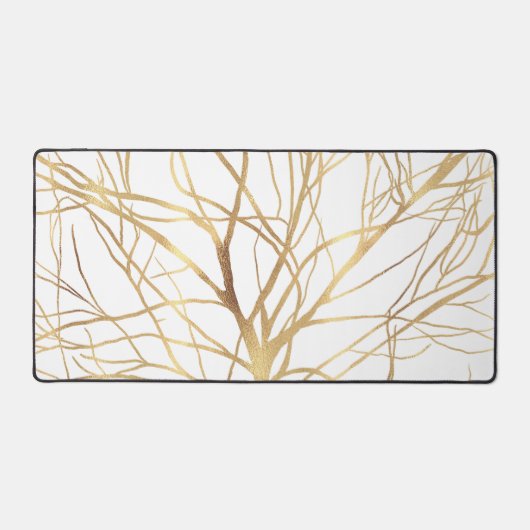 Matig Gold Tree Silhouette Minimaal wit ontwerp Bureaumat (Voorkant)