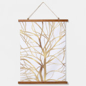 Matig Gold Tree Silhouette Minimaal wit ontwerp Hangend Wandkleed (Voorkant)