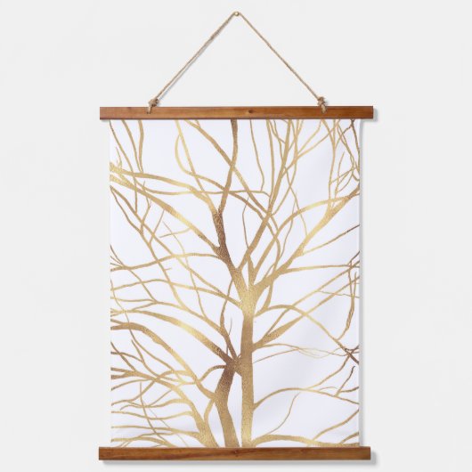 Matig Gold Tree Silhouette Minimaal wit ontwerp Hangend Wandkleed (Voorkant)