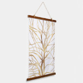 Matig Gold Tree Silhouette Minimaal wit ontwerp Hangend Wandkleed (Gebogen)