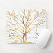 Matig Gold Tree Silhouette Minimaal wit ontwerp Muismat (Met muis)