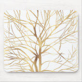 Matig Gold Tree Silhouette Minimaal wit ontwerp Muismat (Voorkant)