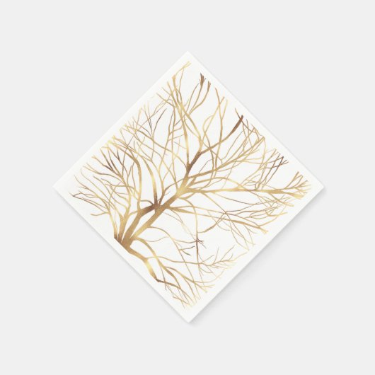 Matig Gold Tree Silhouette Minimaal wit ontwerp Servet (Hoek)