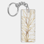 Matig Gold Tree Silhouette Minimaal wit ontwerp Sleutelhanger (Voorkant Links)