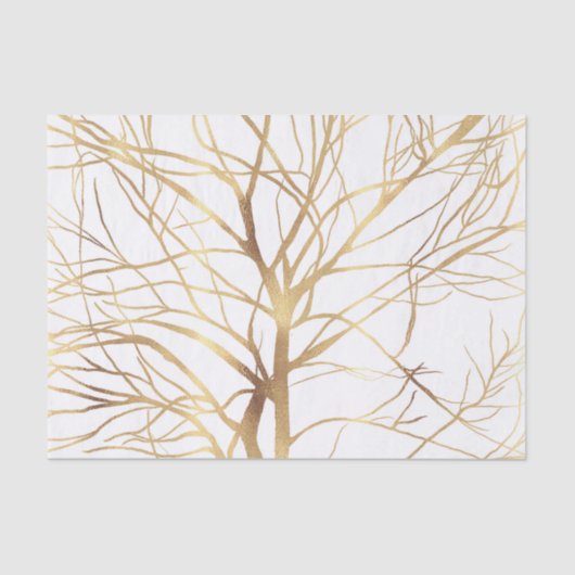 Matig Gold Tree Silhouette Minimaal wit ontwerp Tissuepapier (Voorkant)