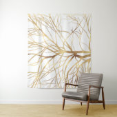 Matig Gold Tree Silhouette Minimaal wit ontwerp Wandkleed (In situ)