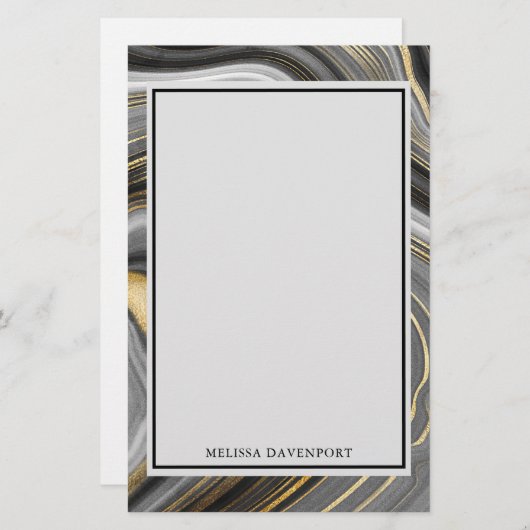 Matig goud- en grijze geode mineraal Abstract Briefpapier (Voorkant / Achterkant)