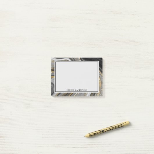 Matig goud- en grijze geode mineraal Abstract Post-it® Notes (Op bureau)