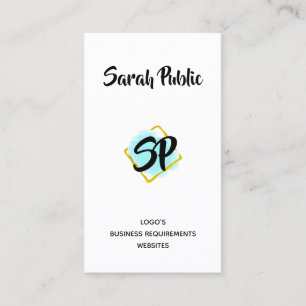 Matig goud minimalistisch monogramme blauw vierkan visitekaartje