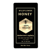 Matig gouden honingbijenhoningpot etiket (Voorkant)